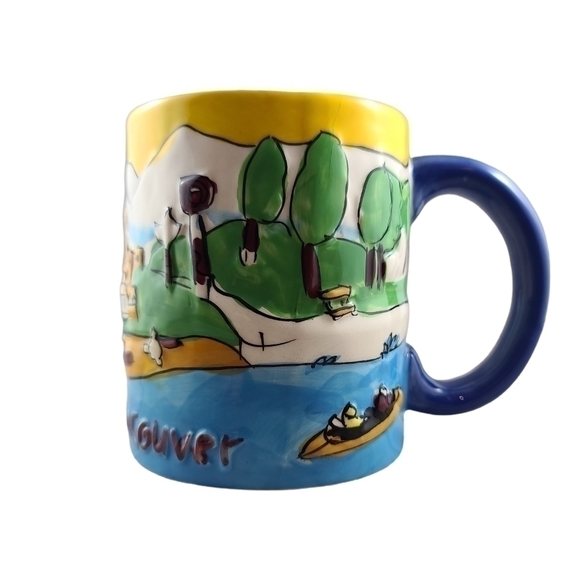 𝅺vancouver Pottery Mug Lions Gate Bridge Kayak Boat Souvenir Cup Coffee Tea - Picture 2 of 7